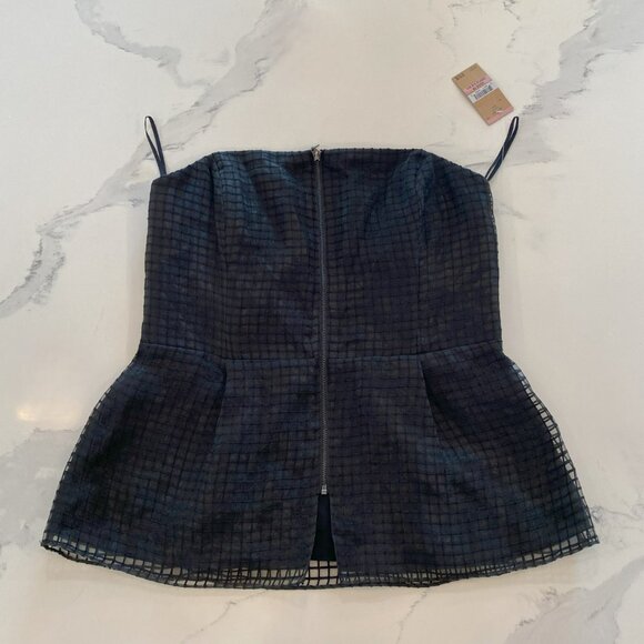 Rachel Roy - Sleeveless, Structured Top, Black w/ Textured Overlay, Size10 - Picture 7 of 11